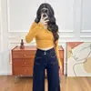 Calça Jeans Flare de Cintura Alta para Mulheres, Novo Design Inverno 2025, Corte Solto e Relaxado, Calças Retas Emagrecedoras