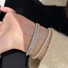 Lujo Ligero Sentido de Alta Gama Plata Diamante Completo Diamante Cuadrado Pulsera de Mano Hao Inserto Diamante Rai Exquisito Industria Pesada Lujo Elegante Moda Pulsera