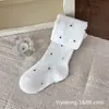 Meias Calças Cinzas com Bolinhas Estilo Coreano para Meninas de Outono/Primavera Meias de Dança Versáteis para Crianças Leggings de Algodão Penteado Tricotado para Meninas