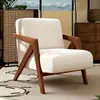 Sofá Individual de Madera Maciza Nórdica Richard Estilo Vintage Francés Sillón Sofá para Sala de Estar Silla de Balcón para Ocio Sofá Perezoso