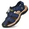 Sandalias de Cuero Genuino de Primera Capa de Talla Grande Transfronterizas para Hombre en Verano Transpirables Zapatos Casuales para Exteriores Zapatos de Playa Baotou Sandalias Antideslizantes para Hombre