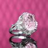Pedra de água-marinha real grande quilate Super Flash Diamante Rosa Argyle shengshi anel flor de pessegueiro high-end dominador anel aberto