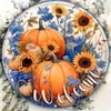 Letrero de hojalata de aluminio redondo transfronterizo, letrero de hojalata vintage desgastado de calabaza de Halloween, pintura colgante para decoración de pared de jardín