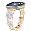 Correa de reloj incrustada de diamantes adecuada para Fitbit Versa 4/Versa 3, pulsera de corazón de trébol de cuatro hojas con diamantes completos para Sense 2
