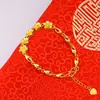 Pulseira Estilo Nacional Flor Rosa Dourado Areia Vietnamita para Mulheres, Cor Duradoura, Latão Imitação Pixiu, Joia Novo Estilo Chinês
