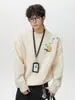Suéter con Bordado Floral Texturizado, Nuevo Suéter de Punto Holgado Estilo Japonés para Otoño e Invierno, Chaqueta Suéter Gruesa y Cálida