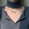 Collar Minimalista Japonés y Coreano Estilo Ins Personalidad Metal Perla Artificial Colgante Asimétrico Cadena de Clavícula Francesa para Mujer