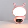 Relógio com controle remoto de coelho fofo, luz noturna LED de três cores, plug-in, luz suave, proteção ocular, temporizador, luz noturna para amamentação