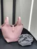 Bolsa Cesta Estilo Novo em Couro Bovino de Primeira Camada, Bolsa Grande para Mãe e Filha em Couro Bovino Macio, Bolsa de Mão, Bolsa Transversal de Ombro Único para Mulheres
