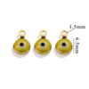 Aço inoxidável que não desbota, banhado a ouro 18K real, anel único/duplo de 6mm, pingente de olho de demônio gota de óleo dupla face, acessórios de conexão DIY
