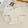 5577 Pantalones Suaves Cálidos y Fundentes Seda Estola Antibacteriana Cintura Media Lazo Labios Envolventes Cadera Sin Marcas Cadera Transpirable Ropa Interior para Mujer