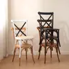Silla de Comedor de Madera Maciza Estilo Nórdico Americano Silla con Respaldo de Ratán Retro Mesa y Sillas Sencillas para Boda en Casa