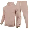 Conjunto casual unissex de outono e inverno, 220g, tamanho europeu, liso, cor sólida, conjunto de duas peças com moletom solto e calça de moletom