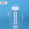 Botella de plástico de 30 ml/50 ml, botella cuadrada pequeña, botella dispensadora con tapa de cápsula transparente, botella pequeña de PET de grado alimenticio de boca ancha para medicamentos