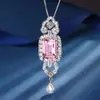 Nuevo conjunto 2023 chapado en cobre dorado simulación diamante rosa conjunto de temperamento fresco pequeño colgante anillo 10*14