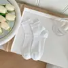 Calcetines versátiles de primavera y verano para mujer, calcetines de media pantorrilla estilo ballet miu con lazo de malla, calcetines largos transpirables, calcetines blancos de moda