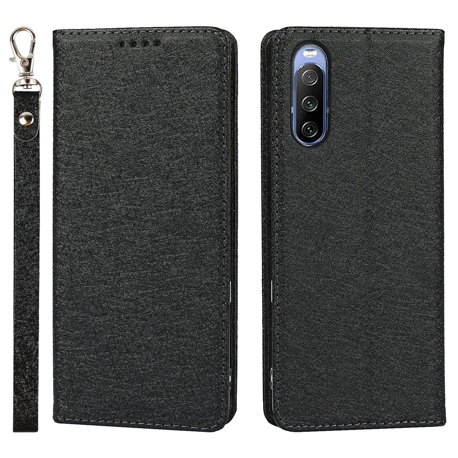 索尼 Xperia 10 III 挂绳蚕丝纹皮套