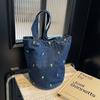 Bolsa Saco Jeans Grande Capacidade Feminina 2026 Verão Novo Estilo Fresco Bordada Bolsa de Ombro Versátil Bolsa de Braço