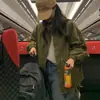 Tallas actualizadas. Estilo de influencer de INS. Gabardina casual versátil de cuello semi-alto minimalista coreana, con cremallera, corte holgado