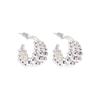 Brincos Argola C com Esferas Prata s925 Leve Luxo Alta Moda Para o Trabalho Simples Elegantes Brincos Versáteis para Mulheres