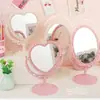 Espejo de Escritorio Doble Cara Estilo Retro Corazón Lindo Espejo de Maquillaje Espejo Giratorio 360 Grados para Escritorio de Dormitorio Estudiantil