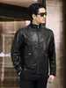 Nueva Chaqueta de Cuero Genuino Haining para Hombre de Primavera y Otoño, Chaqueta de Piel de Ternera Encerada al Aceite con Cuello Solapa, Chaqueta Casual de Moda para Hombre