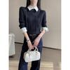 Suéter de Punto Zhengqite para Mujer con Cuello Polo Falso de Dos Piezas Invierno 2026 Nueva Moda Versátil para el Trabajo