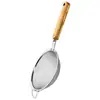 Colador Grande de Acero Inoxidable 304 Mango de Madera Oreja Única Espumadera para Comida Frita Utensilio de Cocina Doméstico Colador para Fideos Malla Filtrante