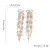 Aretes Largos con Borla Ovalada de Diamantes Tachonados de Plata, Estilo Retro Europeo y Americano, Aretes Sencillos y de Moda, Aretes de Lujo Ligero y Gama Alta