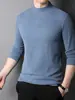 Sudadera de color liso con cuello medio y manga larga para hombre, corte holgado, adecuada para primavera y otoño, deportes casuales, capa base moderna, estilo adelgazante