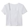 Verão Novo Feminino Estilo Coreano Cor Sólida Gola Quadrada Top Simples Manga Curta Clavícula Camiseta Curta Feminina Tendência Atacado