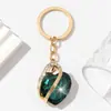 Moda Primaveral y Estival Hermoso Colgante de Llavero de Vidrio con Pedrería en Forma de Corazón Estereoscópico para Bolsos de Mujer Accesorios de Lujo