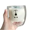 Taza de Vidrio de Borosilicato Alto con Patrón de Oso de Dibujos Animados Transparente para el Hogar Taza de Leche para Niños Oficina Taza de Vidrio de Doble Pared