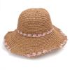 Sombrero de Pescador de Paja con Flores Pastorales de Verano para Mujer, Sombrero de Sol Plegable para Vacaciones en la Playa