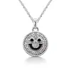 Moderna Cadena de Clavícula con Colgante de Cara Sonriente Súper Brillante Full Diamond para Mujer, Diseño de Nicho Versátil, Cadena de Cuello Única, Accesorio de Moda