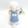 Ropa de mezclilla para perros y gatos, moderna y moderna, estilo coreano, para perros pequeños y medianos. Vestido de tirantes de mezclilla.