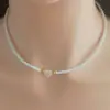 Moda Europea y Americana Joyería de Vidrio Blanco Negro Rojo Cuentas de Arroz Corazón Nácar Dorado Pequeña Cuenta Redonda Colgante Collar para Mujeres