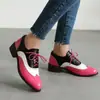 35-48 Comercio Exterior Transfronterizo AliExpress Sitio Independiente Suministro Bloque de Color Con Cordones Brogue Corte Profundo Zapatos de Mujer H639