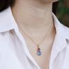 Collar de tesoro con diseño de cuadros geométricos de minería en caliente transfronteriza europea y americana para mujer, cadena de clavícula con gemas bicolores de plata S925, personalización de lujo ligera