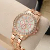 Relógio Feminino Casual Estilo Europeu e Americano Gypsophila Relógio da Moda Feminino Tendência Pulseira de Aço Totalmente Cravejada de Diamantes Mostrador Grande Relógio Feminino Venda por Atacado