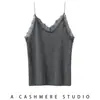 Novo colete de malha de cashmere outono e inverno para mulheres, elástico e modelador, renda francesa com renda de cílios, camisola de tricô
