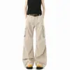 Calça de Trabalho Retro Transfronteiriça Solta com Senso de Design Desconstruído para Homens e Mulheres Verão Nova Solta Casual Reta Perna Larga Longa