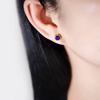 Pendientes Redondos de Lapislázuli Azul Klein de Plata S925 para Mujer Estilo Retro Europeo y Americano Joyería de Diseño de Alta Gama Venta al por Mayor Hy