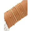 Joias Transfronteiriças Europeias e Americanas Pulseira de Corrente Simples Personalizada Pulseira Aberta Geométrica Brilhante Moda Retrô Conjunto de Pulseiras