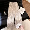 Pantalones Casuales de Cintura Elástica Estampado de Leopardo Estilo Retro Americano para Hombre y Mujer Otoño Nuevo Estilo Sueltos Versátiles Caída Pantalones de Pierna Ancha