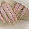 Parche de Manicura Portátil Hecho a Mano de Alta Gama con Temperamento de Degradado Transparente Hielo Color Nude Largo Removible Venta al por Mayor Exquisito