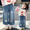 Pantalones Largos de Dibujos Animados para Niñas Primavera y Otoño 2026 Nuevo Estilo Pantalones Anchos Casuales con Estilo para Niños Jeans Versátiles Bordados para Bebé
