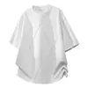 Camiseta de Color Sólido con Corte Desestructurado y Hombro Recto para Hombre, Verano Nicho Casual Diseño Manga Corta Marca de Moda Americana High Street Manga Media