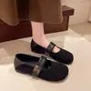 Zapatos Mary Jane de cuero esmerilado estilo retro para mujer, modelo nuevo de otoño 06, de suela plana, con una correa, de suela blanda, versátiles, de corte bajo