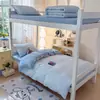 Juego de ropa de cama de cuatro piezas de algodón lavado, estilo nórdico simple con bordes festoneados, funda de edredón y sábana bajera, juego de tres piezas para dormitorios de estudiantes, adecuado para todas las estaciones